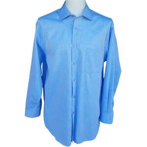 Calvin Klein SZ 16.5 Regular Fit Light Blue 100% Cotton Men's Button Up Shirt